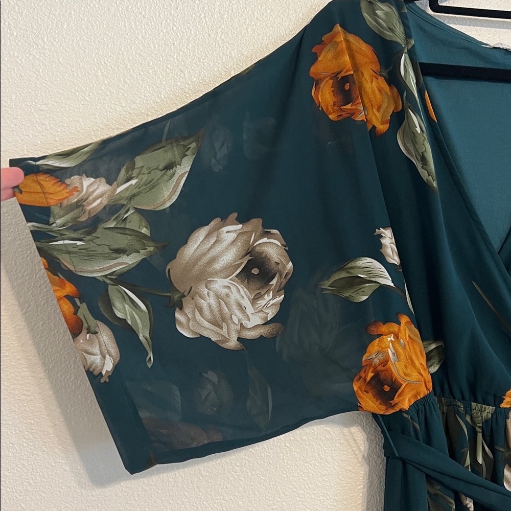 Baltic Born Teal Floral Maxi Dress with Mustard and Cream Blooms - Picture 6 of 9